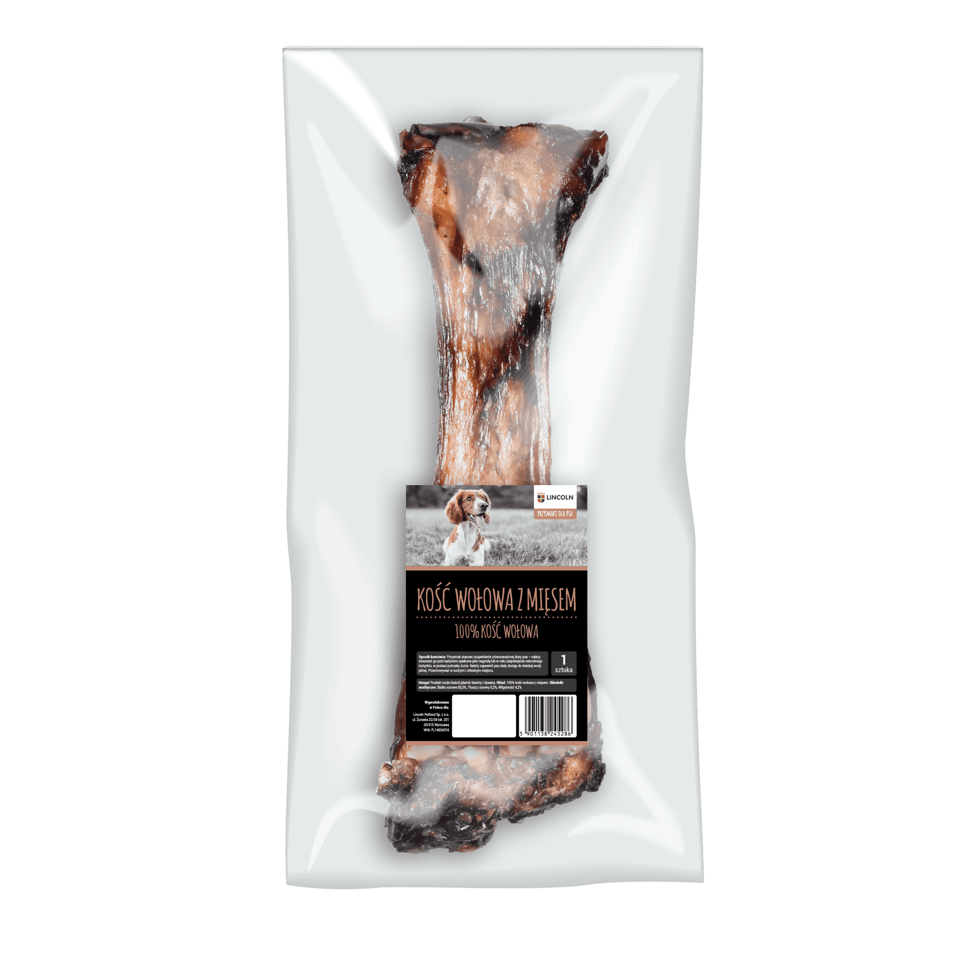 Suszona kość wołowa z mięsem dla psa, szczeniaka