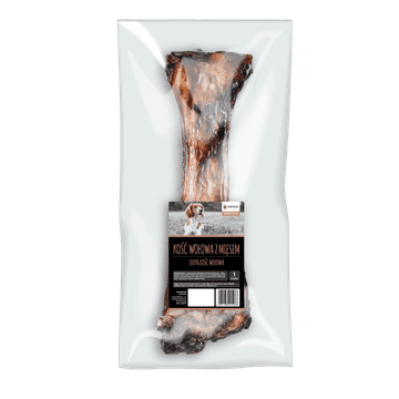 Suszona kość wołowa z mięsem dla psa, szczeniaka